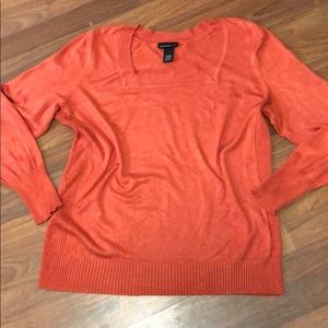 Orange square neck sweater
